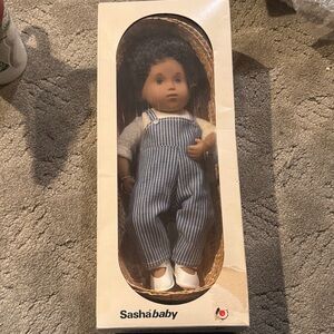 Baby Doll in Blue Striped Overalls